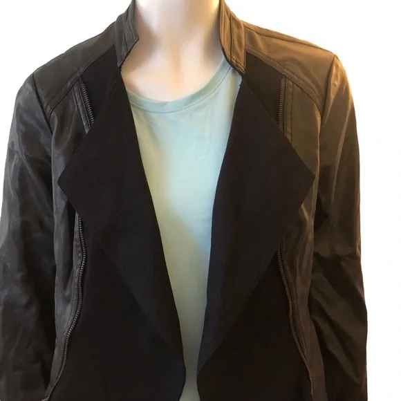 I.N.C M Vegan Black Leather Blazer Bikercore Jacket - Picture 1 of 7